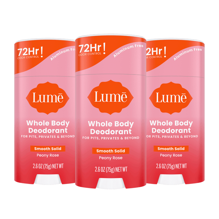 3 pink stick deodorants in the scent Peony Rose