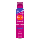 Can of Lume spray deodorant plus sweat control in the scent Soft Powder