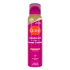 A can of Lume spray deodorant plus sweat control in the scent Vanilla Bliss