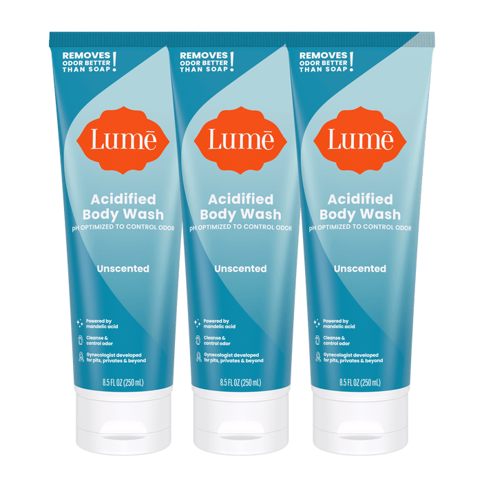 Three unscented tubes of body wash