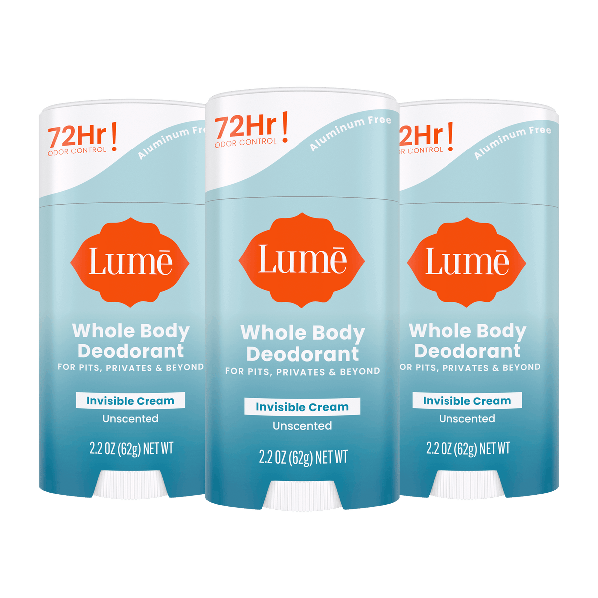 Three unscented cream deodorant sticks