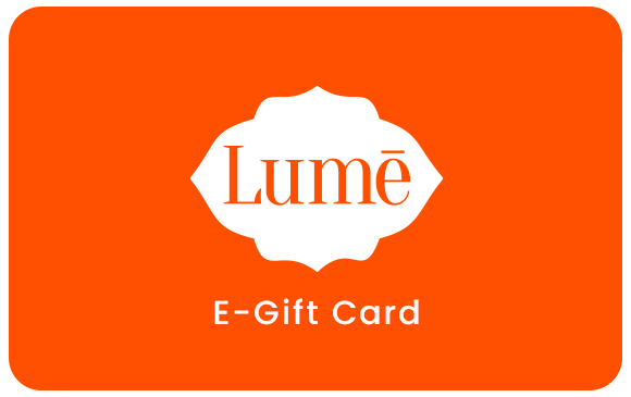Orange Lume e-gift card with white logo and text