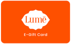 Orange Lume e-gift card with white logo and text