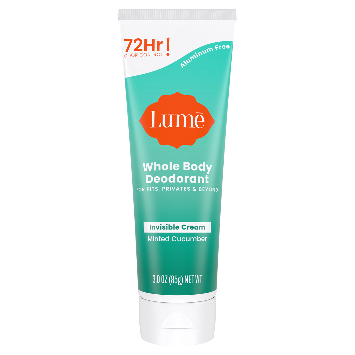 Green and white Lume minted cucumber scented cream deodorant tube