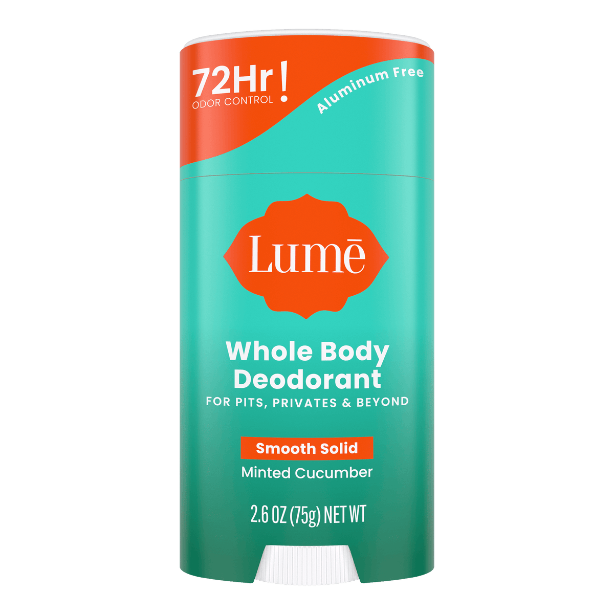 Green and orange Lume minted cucumber scented solid deodorant stick