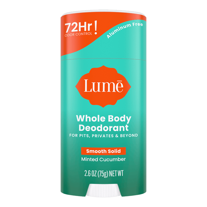 Green and orange Lume minted cucumber scented solid deodorant stick