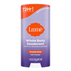 Purple and orange Lume soft powder scented solid deodorant stick