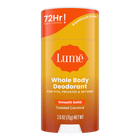 Bright orange and orange Lume toasted coconut scented solid deodorant stick